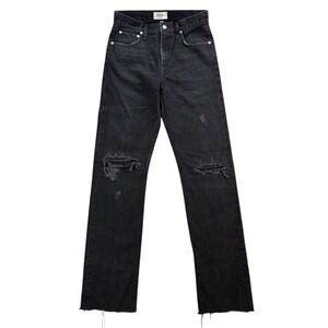 Agolde Black Distressed Straight Leg Jeans